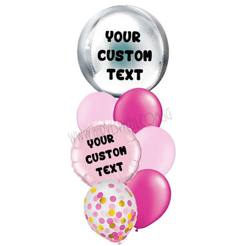 Personalised Pink Theme Balloon Bouquet